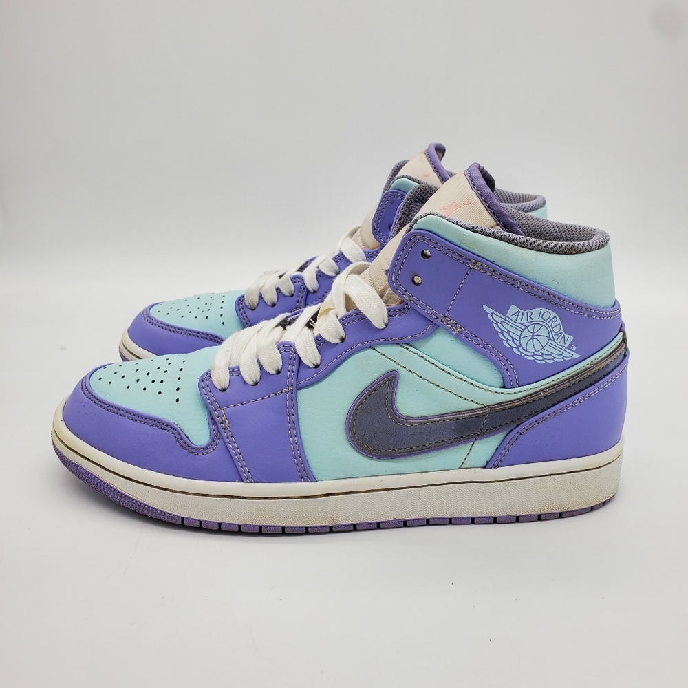 Nike Air Jordan 1 Mid Purple Aqua Men Size 9 Shoes 554724-500